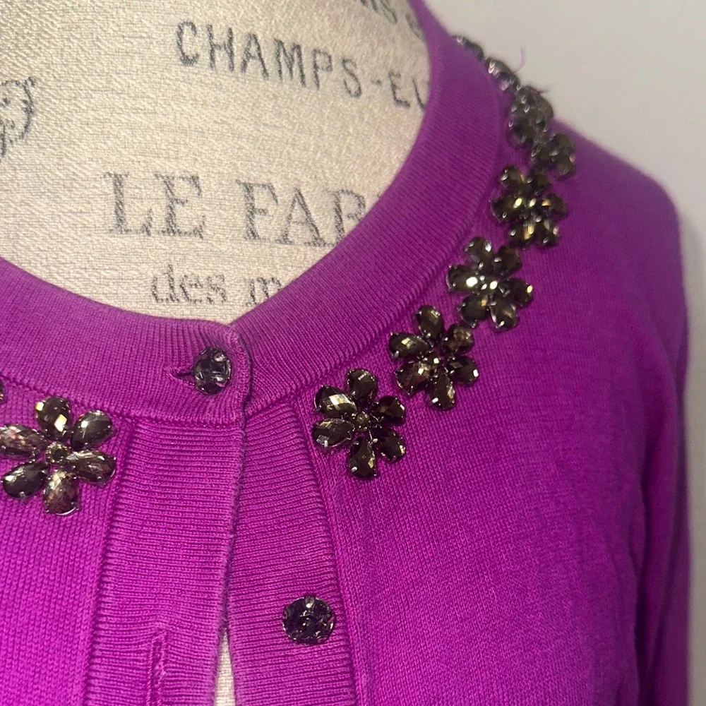 Purple‎ Pink Cardigan with Embellished Bling Collar